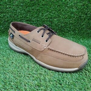 Rockport Works Sailing Club 10.5 WIDE Men's Steel Toe Work Boat Shoes Brown